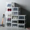 Caixa de Armazenamento Espessa para Tênis Esportivos Caixa Transparente Sapateira Artefato Caixa de Armazenamento de Sapatos Plástico Simples Tênis