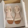 Sandalias de Estilo Francés, Sandalias de Moda Inspiradas en Chanel, Nuevas de Verano 2025 Estilo Hada de Una Sola Tira Antideslizantes de Suela Suave Tacones Altos para Mujer