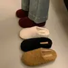 Otoño e Invierno Más Terciopelo Estilo Coreano 06 Simple Nuevo Lana de Cordero 2 Pantuflas de Piel Pantuflas de Exterior Pantuflas de Algodón sin Cordones para Mujer