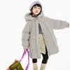 Chaqueta de plumas de longitud media personalizada para niños del fabricante original, Abrigo cálido de invierno para niñas con 90% de plumón de pato, Personalización transfronteriza