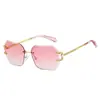 Gafas de Sol Sin Marco de Borde Cortado Estilo Ins Nuevo, Gafas de Sol Poligonales de Moda Tendencia para Mujer, Gafas de Estilo Callejero