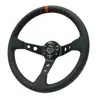 Volante Modificado de Cuero Gamuza Esmerilada, Estilo Racing, Resistente, Engrosado, Volante de 14 pulgadas
