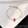 Pulseira de ágata vermelha de alta qualidade em formato de cabaça tripla para mulheres, ouro rosa 18k, estilo chinês, madrepérola natural, pulseira cravejada de diamantes para mulheres, transmissão ao vivo