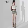 Shorts Jeans Retrô para Mulheres Verão 2025 Novo Cintura Baixa Elástico Justo Linha A Alongador de Pernas Sexy Super Curtos Hot Pants