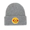 Etiqueta de Tela con Cara Sonriente Creativa, Gorro de Cúpula para Mujer, Gorro Frío de Moda, Gorro Pequeño de Melón que Muestra la Cara, Gorro de Lana Tejido Cálido para Otoño e Invierno