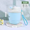 Nuevo vaso de agua color macarrón con asa portátil, vaso de vidrio, a prueba de fugas, alto valor estético, elegante vaso con pajilla