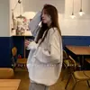 Sudadera con estampado de dibujos animados retro americano para mujer, forrada de forro polar y engrosada, diseño de otoño e invierno, estilo BF, holgada y versátil, top de abrigo moderno