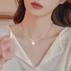 Colar de pérolas de prata com flor de rosa e óleo caindo temperamento feminino celebridade da internet moda imitação de pérola flor clavícula corrente colar corrente