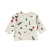 Top Infantil 2026 Otoño Nuevo Estilo Unisex Manga Larga Algodón Puro Clase A Camiseta Estampada Ropa Interior Base para Bebé para Exteriores