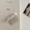 Pente de Cabelo com Laço de Bolinhas Preto e Branco Estilo Coreano, Grampo Elegante e Estiloso para Franja Lateral, Acessório de Cabelo para Controlar Fios Soltos