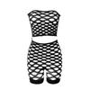 Europeo y Americano Caliente Red de Pesca Recorte Sexy Ropa Interior Malla Grande Desgarrable Sexy Conjunto de Dos Piezas con Abertura Top Tubo Shorts