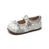 Sapatilha de Bico Redondo com Laço Feminina 2026 Primavera/Outono Novo Estilo Coreano Sapatos Baixos Mary Jane Estudante Floral