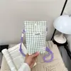 Nova bolsa de celular xadrez pequena estilo coreano, bolsa transversal, bolsa de ombro, bolsa de celular diária moderna e fashion para compras