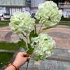 Flores de simulação para casa de alta qualidade fabricantes de comércio exterior 3 toque de cola macia madeira hortênsia verde decoração de casamento flores artificiais atacado