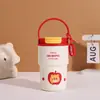 Caneca de café de desenho animado com alça, revestimento interno de cerâmica, copo térmico para mulheres, a vácuo, portátil para uso externo, presente personalizável, copo de água pequeno