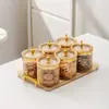 Conjunto de caixa de temperos cozinha doméstica pote de sal selado à prova de umidade combinação de sub-engarrafamento de temperos caixa de armazenamento especial para temperos