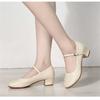 Zapatos de baile cuadrado para mamá de cuero genuino tacón medio zapatos de baile para las cuatro estaciones adulto tendón de res suela blanda mediana edad y ancianos zapatos de baile rojos para mujer