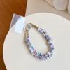 Scrunchie de Seda Plissado Floral Frutado Estilo Coreano Alça de Pulso Nova Capa de Celular Cordão Acessório de Bolsa Curto Tendência