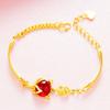 Pulsera de Zorro con Gema Roja Chapada en Latón Oro 24K Pulsera de Cabeza de Zorro de Oro de Arena de Vietnam Accesorios Explosivos Transfronterizos