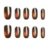 Ámbar Naranja Ojo de Gato Textura de Alta Gama Estilo Girly Estilo Hermana Mayor Blanqueamiento Manicura Corta 30-t Manicura Portátil