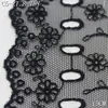 Tanglong Malla Negra Bordada Encaje Flor de Perforación Francesa Enredadera 15cm Falda de Tirantes Exquisita Accesorios de Encaje Hechos a Mano