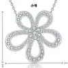 Colar de cinco flores cruzadas mais vendido para mulheres, pingente floral todo em diamante, moda requintada de luxo leve, corrente para suéter de outono e inverno, em estoque para atacado
