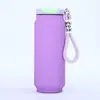 Taza Recta de Color Macarrón con Alto Valor Estético, Tipo Lata de Refresco, Taza Térmica de Acero Inoxidable 304, Taza Portátil para Exteriores con Forma de Lata y Correa de Transporte