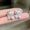 Kaiwei Estilo Hip Hop Fofo Doce Pingente de Gato KT Totalmente Cravejado de Diamantes Colar Anel de Gato Desenho Animado Deluxe Pingente de Brinco