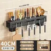 Suporte de Faca de Parede, Porta Utensílios de Cozinha Multifuncional sem Furos, Porta-Faca e Hashi Integrado