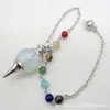 Joyería transfronteriza gema natural Cristal péndulo espiritual en forma de giroscopio cuentas de 18 mm 7 colores piedra energética colgante de péndulo