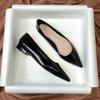19607 Zapatos planos profesionales de charol negro para mujer, suela suave de verano 2023, nuevos, combinables, puntiagudos, de boca baja
