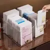 Caixa de Armazenamento de Máscaras Portátil Nova e Prática Compartimentos Transparentes Organizador de Mesa para Skincare e Batom Caixa para Banheiro Químicos