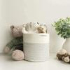 Cesta de flores tejida con cuerda de algodón, cesta para macetas, cesta para plantas, cesta redonda blanca, cesta para plantas en maceta pequeña