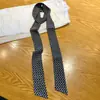 Lenço de Seda Longo com Bolinhas Moda Retrô para Mulheres na Primavera e Outono Moda de Meninas Quentes Lenço Decorativo Versátil Fita Estreita Fina