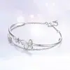 Pulsera de Cadena Mariposa con Borla de Doble Capa para Mujer Cobre Blanco Plateado Diseño de Nicho Estilo Hada de Alta Calidad Pulsera Versátil para Novia