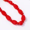 Collar Geométrico Rojo Exagerado Simple Transfronterizo Europeo y Americano con Cuentas Personalizado de Lujo Ligero Versátil Accesorios de Collar Casual para Mujeres