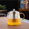 Tetera de Vidrio Resistente al Calor con Filtro de Acero Rayado, Juego de Té Kung Fu, Tetera y Tazas Espesadas a Prueba de Explosiones para Uso en Casa y para Agasajar a los Invitados
