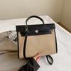 Bolsa Feminina Transfronteiriça de Grande Capacidade Nova Bolsa Transversal Versátil de Alto Nível para Viagem e Deslocamento Bolsa de Ombro Retrô de Lona com Emendas
