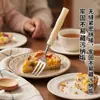 Tenedor de postre de acero inoxidable 304 con púas redondeadas, mango de acrílico estilo bambú, ligero y fácil de agarrar, tenedor doméstico para frutas y bocadillos