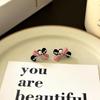 Pendientes con nicho de diamantes y perlas con lazo de color flocado para mujer, elegantes, de alta gama, ligeros, de lujo y de moda.