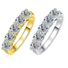 Anel de Moissanita Feminino Anel S925 Anel de Fileira Princesa com Cinco Diamantes Anel de Coroa Exportação Transfronteiriça Fábrica de Joias Atacado