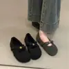 Zapatos de Mujer Estilo Francés con Tacón Oculto y Forro de Felpa, Nuevo Modelo Invierno 2025, Versátiles con Faldas, Zapatos Mary Jane Estilo Chanel