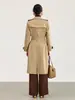2616405-Nanyou Moda de Gama Alta Elegante Gabardina de Longitud Media con Cinturón de Doble Pecho Estilo Otoño/Invierno