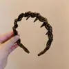 Outono e Inverno Estampa de Leopardo Retrô ~ Tiara de Coroa Alta com Pente Dentado Tiara Antiderrapante Simples Couro Veludo de Alta Qualidade Acessório de Cabelo Durável