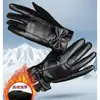 Luvas de Couro Novas para Outono e Inverno Femininas Inverno Novo Forradas com Lã Espessadas para Ciclismo ao Ar Livre Quentes Resistentes ao Vento Frio Onda de Frio Temperamento