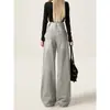 Jeans Anchos Color Gris Claro para Mujer, Nuevo Estilo Primavera y Otoño, Tallas Grandes, Adelgazantes, Cintura Alta, Pantalones Rectos Sueltos