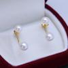 Pendientes femeninos de plata S925 Zhuji Danshui de 6-8 mm, redondos, fuertes y ligeros, casi impecables, con perlas, al por mayor