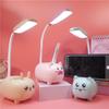 Lámpara de escritorio pequeña LED, protección para los ojos, estudio, dormitorio de estudiantes, lámpara de noche, USB, recargable, lectura, lindos dibujos animados para niños