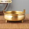 Incensário de Latão de Três Pés com Duas Alças, Grande Incensário para Interior para Uso Doméstico, Adequado para Oferecer Incenso ao Buda, com um Suporte para Incensos