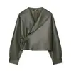 Z Estilo Europeo y Americano Transfronterizo 2026 Nueva Moda Elegante Ropa de Mujer al por Mayor Cuello Grande Manga Larga Chaqueta de Cuero 5479248